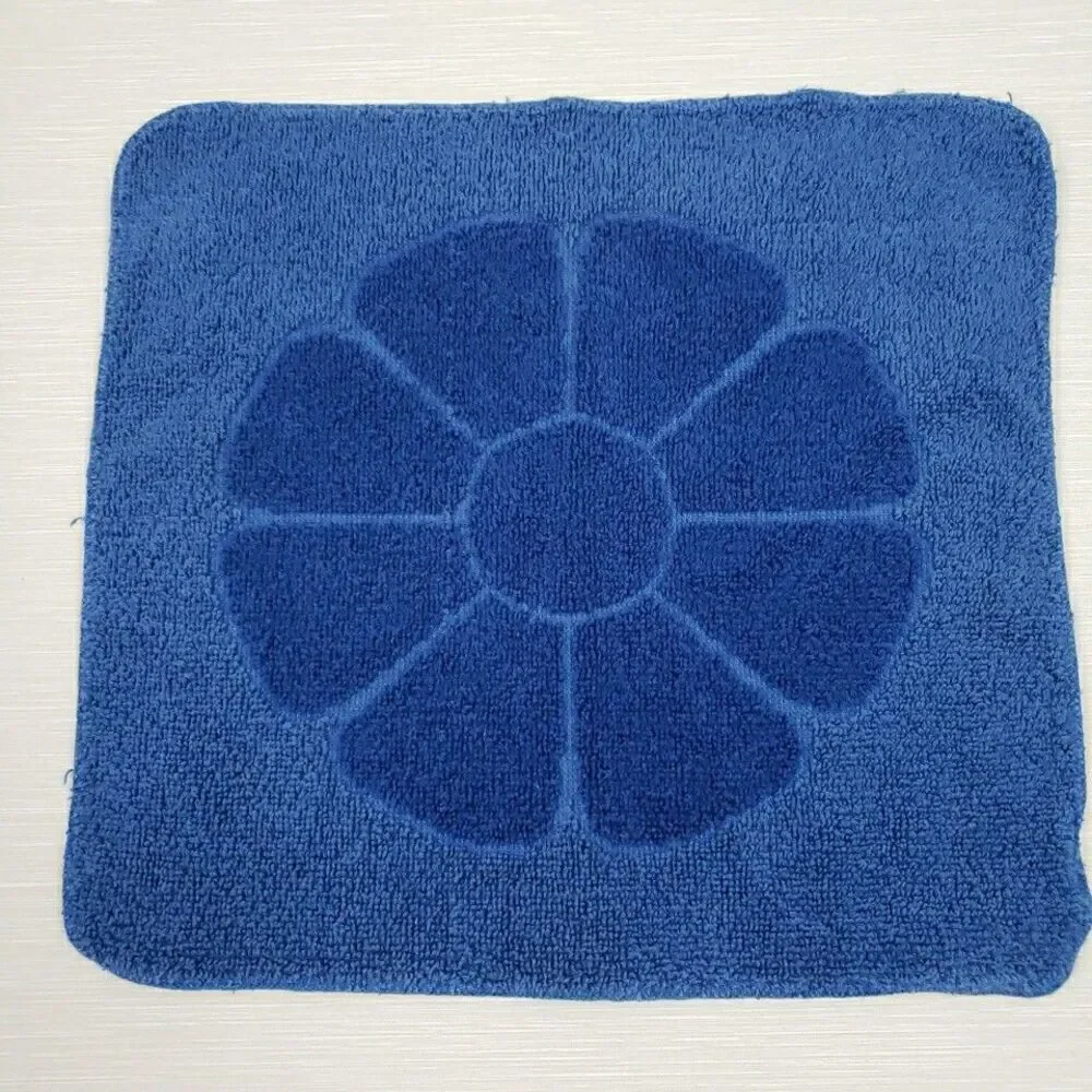 Surety Deluxe 3 Hand Towel 3 wash cloth Navy Blue Daisy Fringe Groovy Vintage
